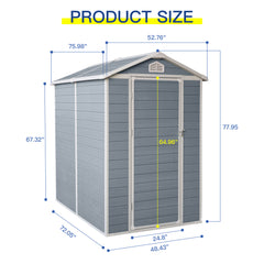 4x6ft Resin Outdoor Storage Shed Kit-Perfect to Store Patio Furniture,Grey