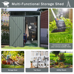 5ft x 3ft Outdoor Metal Storage Shed Transparent plate Gray