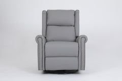 360 Degree Swivel Upholstered Manual Recliner With Nailhead Trims For LIving Room, Grey