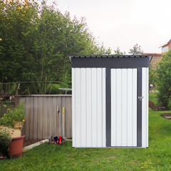 Garden Metal Storage Lifter Shed Gray White 5x3x6ft outdoor storing tools Rainproof Hinge door version