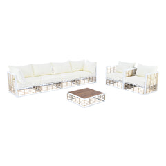 7-Piece Metal Patio Sectional Sofa Set with Thick Cushions and Coffee Table for Indoor Outdoor, White