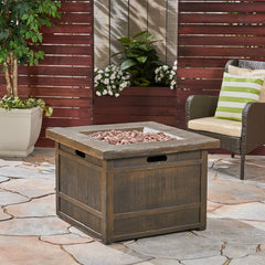 40,000 BTU Outdoor Lightweight Concrete Gas-Burning Fire Pit by 32", Brown