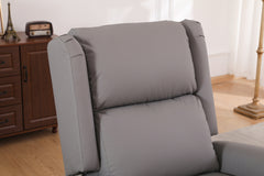 360 Degree Swivel Upholstered Manual Recliner With Nailhead Trims For LIving Room, Grey