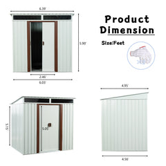 6ft x 5ft Outdoor Metal Storage Shed White