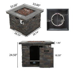 35" SQUARE MGO FIRE PIT - 40000 BTU.