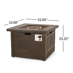 40,000 BTU Outdoor Lightweight Concrete Gas-Burning Fire Pit by 32", Brown