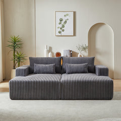 87" Oversized Sectional Lounge Chaise ,No Assembly Required,Cloud Plush Loveseat with Reclining Sofa Bed,Fluffy Modern Sleeper Chair for Indoor Living Room Bedroom