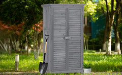 Wooden Garden Shed 3-tier Patio Storage Cabinet Outdoor Organizer Wooden Lockers with Fir Wood (Gray Wood Color -Shutter Design)