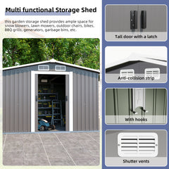 10FT x 8FT Metal Outdoor Storage Shed with Lockable Door