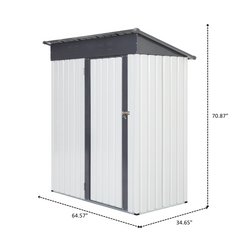 Garden Metal Storage Lifter Shed Gray White 5x3x6ft outdoor storing tools Rainproof Hinge door version