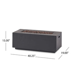 40" Outdoor 40,000 BTU Rectangular MgO Concrete Propane Fire Pit, Light Grey (Tank Cover not Included)