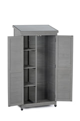 Outdoor Storage Cabinet and Metal Top,Garden Storage Shed,Outdoor 68 Inches Wood Tall Shed for Yard and Patio