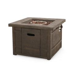 40,000 BTU Outdoor Lightweight Concrete Gas-Burning Fire Pit by 32", Brown