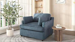 Oversized Accent Chair - Comfortable Armrest Cushions, Versatile Neutral Style, Elegant Design, Durable Frame blue