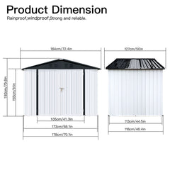 Outdoor storage sheds 4FTx6FT Apex roof White+Black