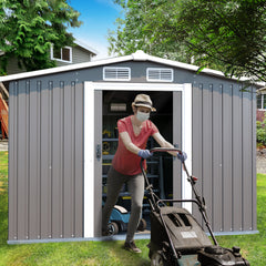 10FT x 8FT Metal Outdoor Storage Shed with Lockable Door