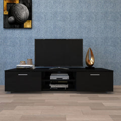 TV Stand with 2 Storage Cabinets & Open Shelves for 70 Inch TV, Black