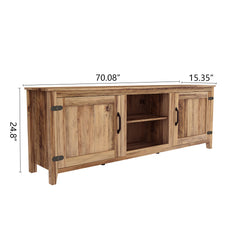 Traditional Wood TV Stand with Two Doors, Light Brown