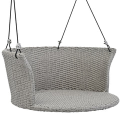 33.8” Rattan Woven Swing Chair, Porch Swing With Hanging Ropes, Gray