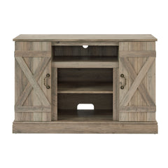 Farmhouse Classic TV Stand Antique Entertainment Console for TV up to 50" with Open and Closed Storage Space, Gray Wash