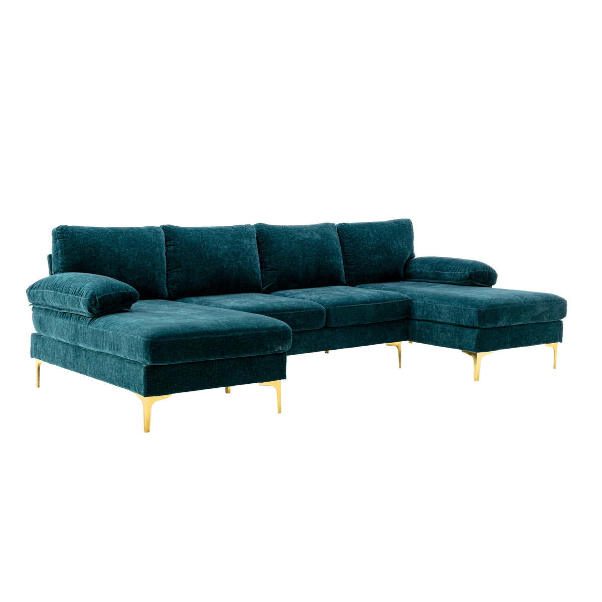 Living Room Sectional Sofa, Teal Blue