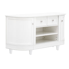 TV Stand with 2 Curved Doors, Adjustable Panels, Open Style Cabinet & Sideboard for TVs up to 46", White