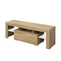 TV Stand with LED RGB Lights & Flat Screens for Lounge Room, Living Room & Bedroom, Oak