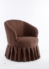 Linen Fabric Accent Swivel Chair Auditorium Chair With Pleated Skirt For Living Room Bedroom Auditorium,Brown