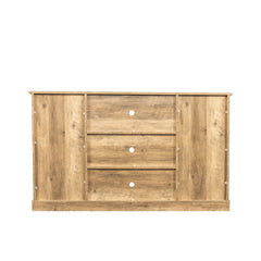 Farmhouse TV Stand with Sliding Barn Doors &  Flat Screen for 60 Inch TV, Oak