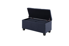 NOBLEMOOD 3 in 1 End of Bed Storage Bench & 2 Ottoman Benches w/ Storage for Living Room Bedroom Entryway Navy