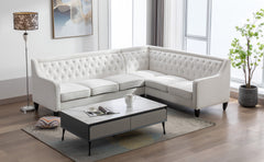 Modern Living Room Upholstery Chenille Sofa Couch With Tufted Back, White