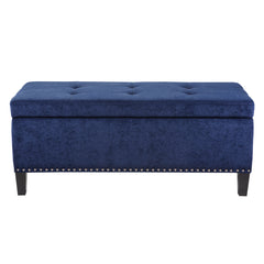 NOBLEMOOD Tufted Top Storage Bench for End of Bed, Sofa Ottoman with Storage for Bedroom, Living Room, Entryway, Navy