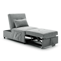 4 in 1 Pull-out Sleeper Sofa Bed w/ Pillow & Side Pockets, No Armrest, Gray