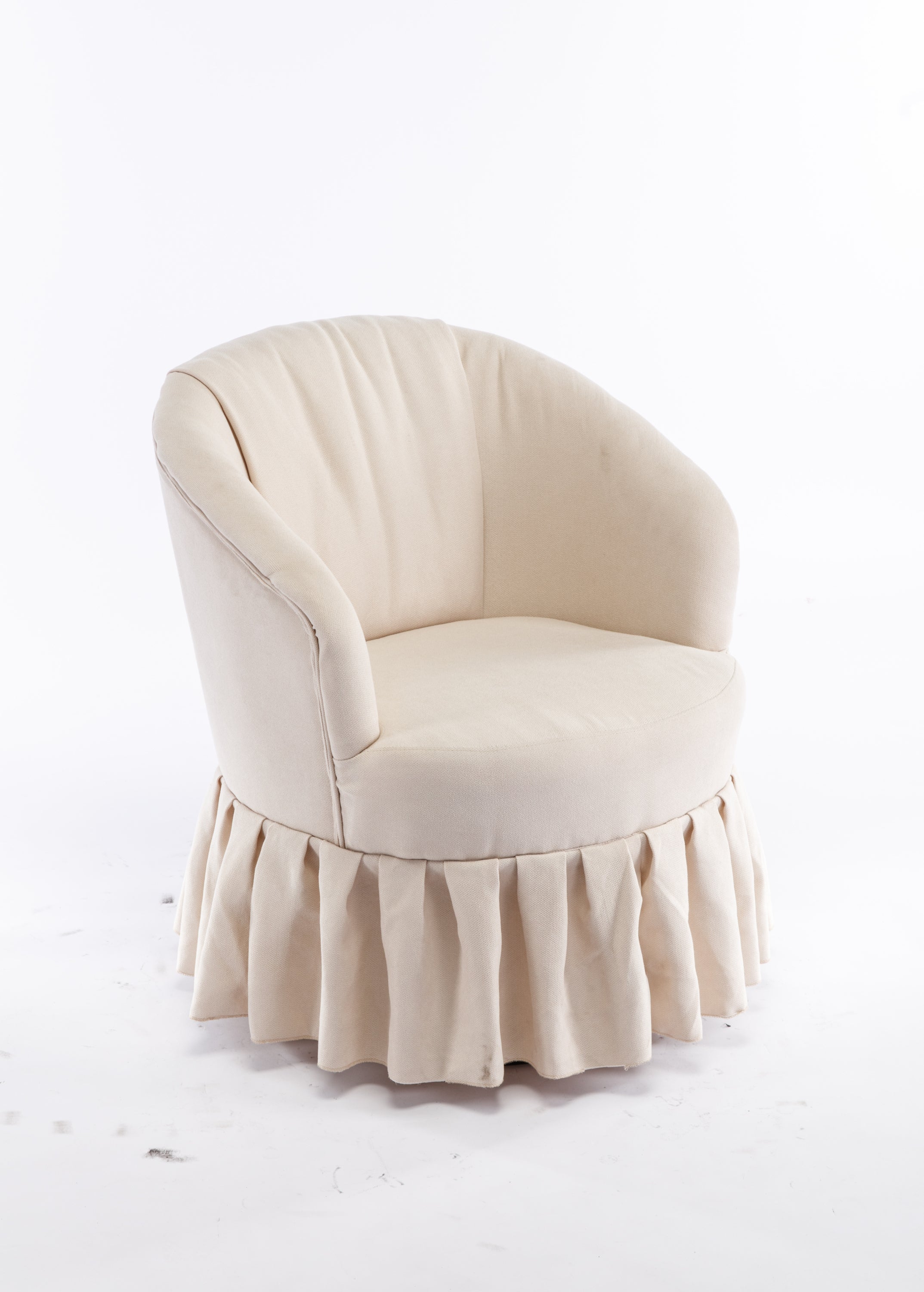 Linen Fabric Accent Swivel Chair Auditorium Chair With Pleated Skirt For Living Room Bedroom Auditorium,Beige