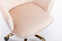 NOBLEMOOD Velvet Swivel Shell Chair for Living Room Modern Leisure Armchair with Wheels for Home Sturdy Room, Light Pink