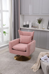 NOBLEMOOD Swivel Accent Armchair Linen Single Sofa Chair w/ Pillow and Backrest for Living Room, Pink