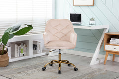 NOBLEMOOD Velvet Swivel Shell Chair for Living Room Modern Leisure Armchair with Wheels for Home Sturdy Room, Light Pink