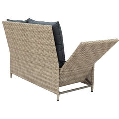 4-Piece Outdoor Wicker Sofa Set with Adjustable Backs and Table, Gray