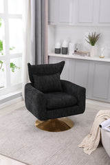 Classic Mid-Century 360-degree Swivel  Accent Chair, Black Linen