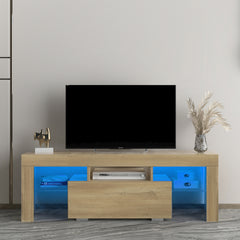 TV Stand with LED RGB Lights & Flat Screens for Lounge Room, Living Room & Bedroom, Oak