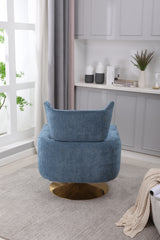 NOBLEMOOD Swivel Accent Armchair Linen Single Sofa Chair w/ Pillow and Backrest for Living Room, Blue