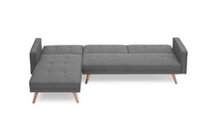 Convertible Sleeper Sectional Sofa Bed, Linen Futon Couch W/ Adjustable Backrest, Ottoman, Grey