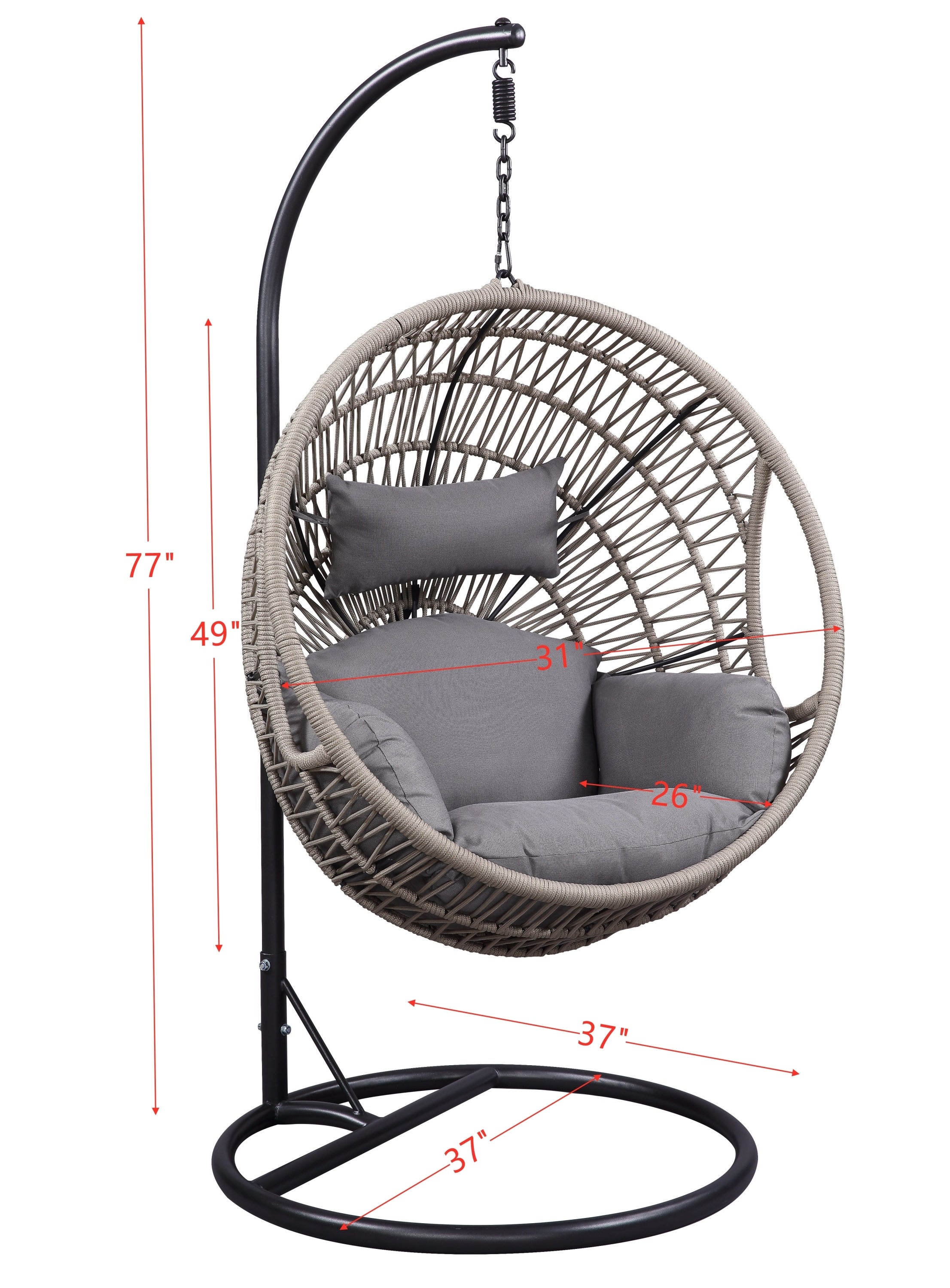 Patio Swing Chair with Stand, Fabric & Rope