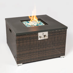 32inch Outdoor Propane Gas Fire Pit Table with Glass Rocks