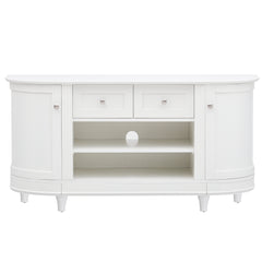 TV Stand with 2 Curved Doors, Adjustable Panels, Open Style Cabinet & Sideboard for TVs up to 46", White