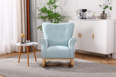 Mid Century Retro Modern Fabric Upholstered Rocking Chair, Light Blue