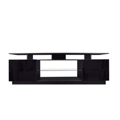 TV Stand with 2 Storage Cabinets & Open Shelves for 80 Inch TV, Black