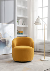 Teddy Fabric Swivel Accent Armchair Barrel Chair With Black Powder Coating Metal Ring,Yellow