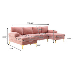 Living Room Sectional Sofa, Pink