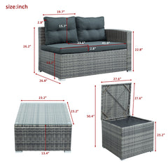 4 Pcs Outdoor Furniture Sofa Set with Storage Box